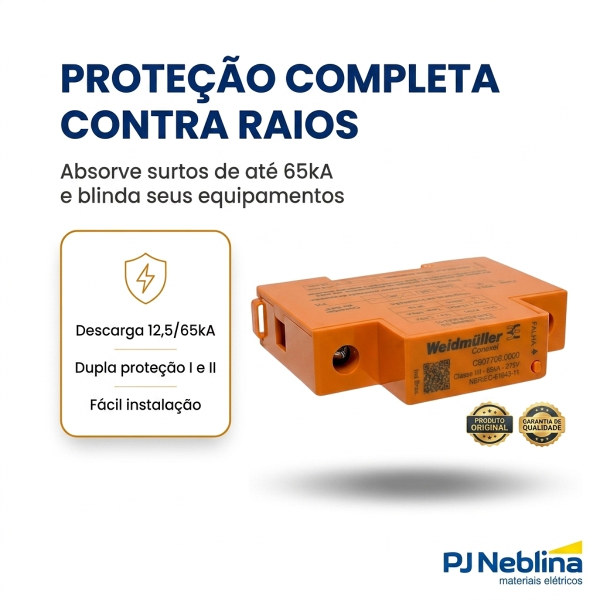 Protetor Surto Dps Monobloco 275V 12,5/65Ka Classe I E Ii - Conexel