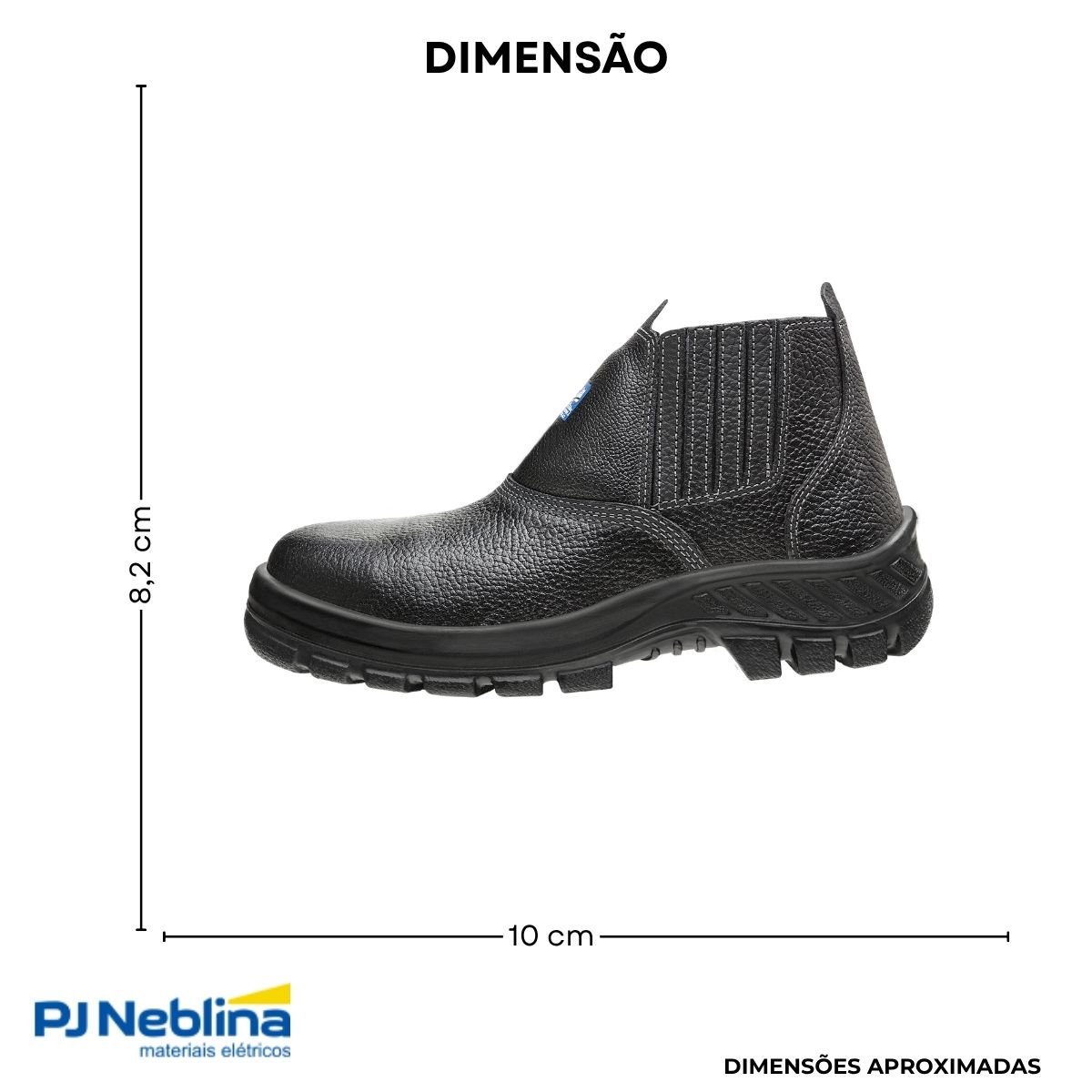 Calçado Segurança Botina Dorso Acolchoado Couro Relax Pt Elástico Lateral Nr 42 Poliuretano (Pu) Bidensidade Biqueira Composite C/Palm Antibactérias Forro Int Gaspea Ca-47459 - Marluvas