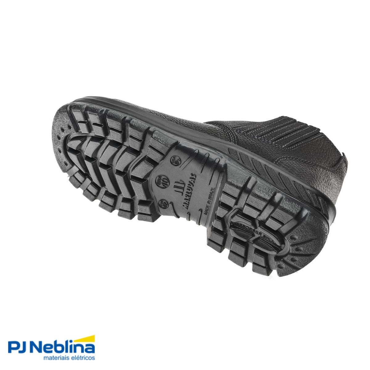 Calçado Segurança Botina Dorso Acolchoado Couro Relax Pt Elástico Lateral Nr 44 Poliuretano (Pu) Bidensidade Biqueira Composite C/Palm Antibactérias Forro Int Gaspea Ca-47459 - Marluvas