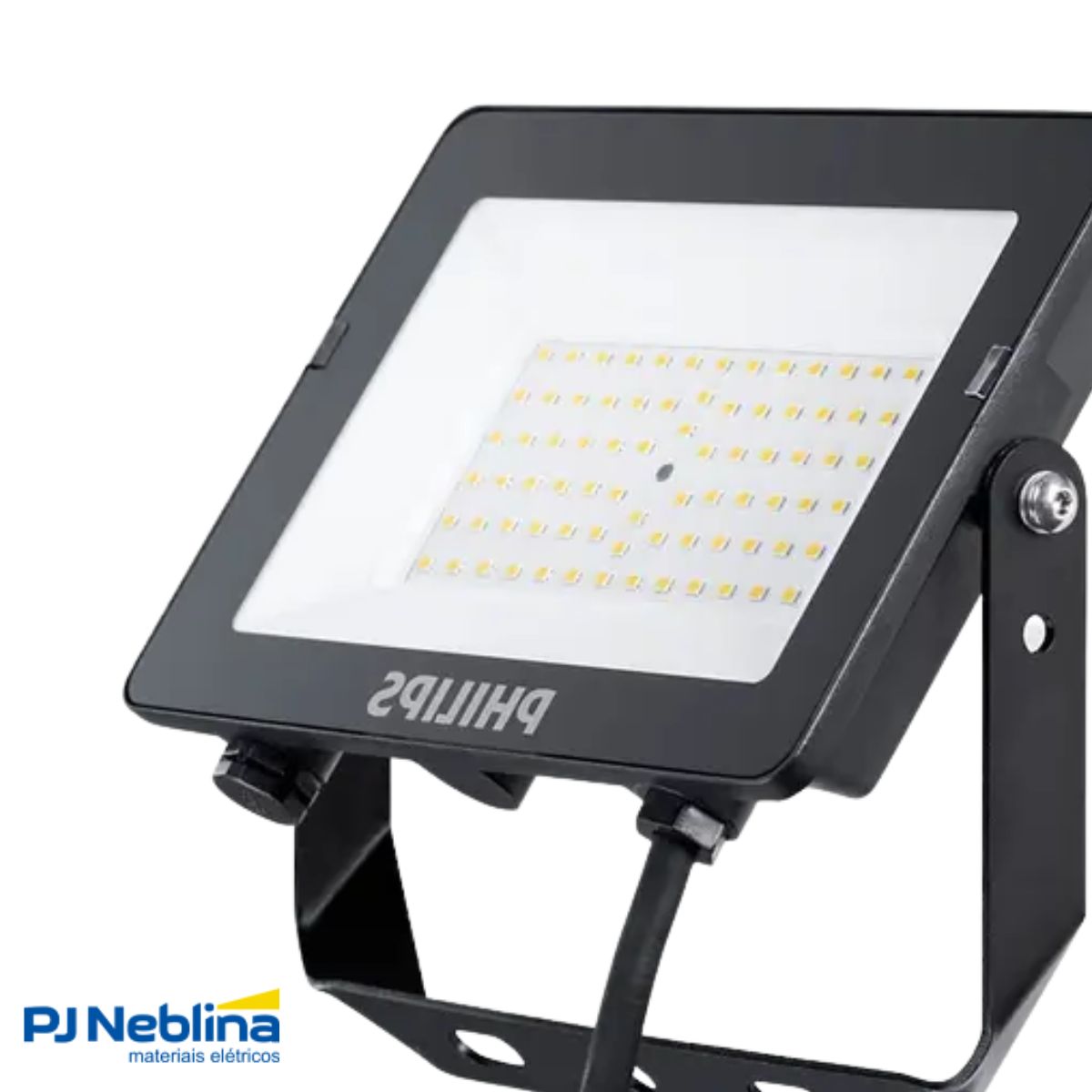 Luminária Refletor Led Retangular Preto 50W Bivolt 6500K Branco Frio 5000Lm Difusor Policarbonato 110G Ip65 - Philips
