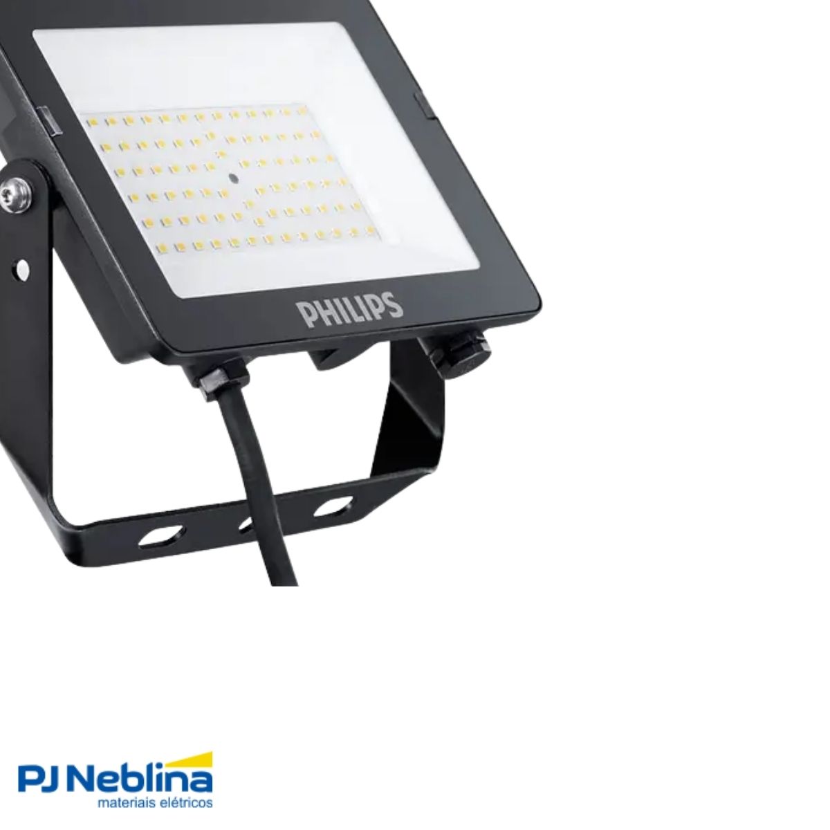 Luminária Refletor Led Retangular Preto 50W Bivolt 6500K Branco Frio 5000Lm Difusor Policarbonato 110G Ip65 - Philips