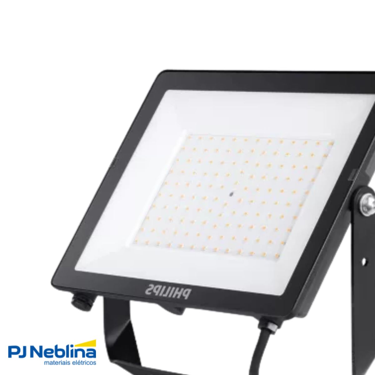 Luminária Refletor Led Retangular Preto 100W Bivolt 6500K Branco Frio 10000Lm Difusor Policarbonato 110G Ip65 - Philips