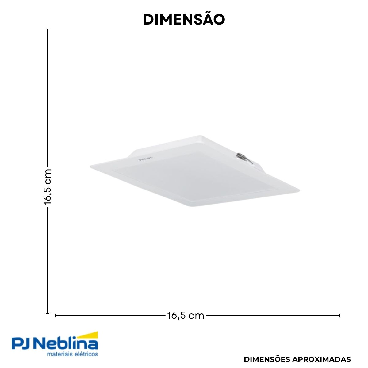 Luminária Plafon Led Embutir Quadrado Branco 7,8W 100-240V 3000K Branco Quente 840Lm Difusor Poliestireno - Philips