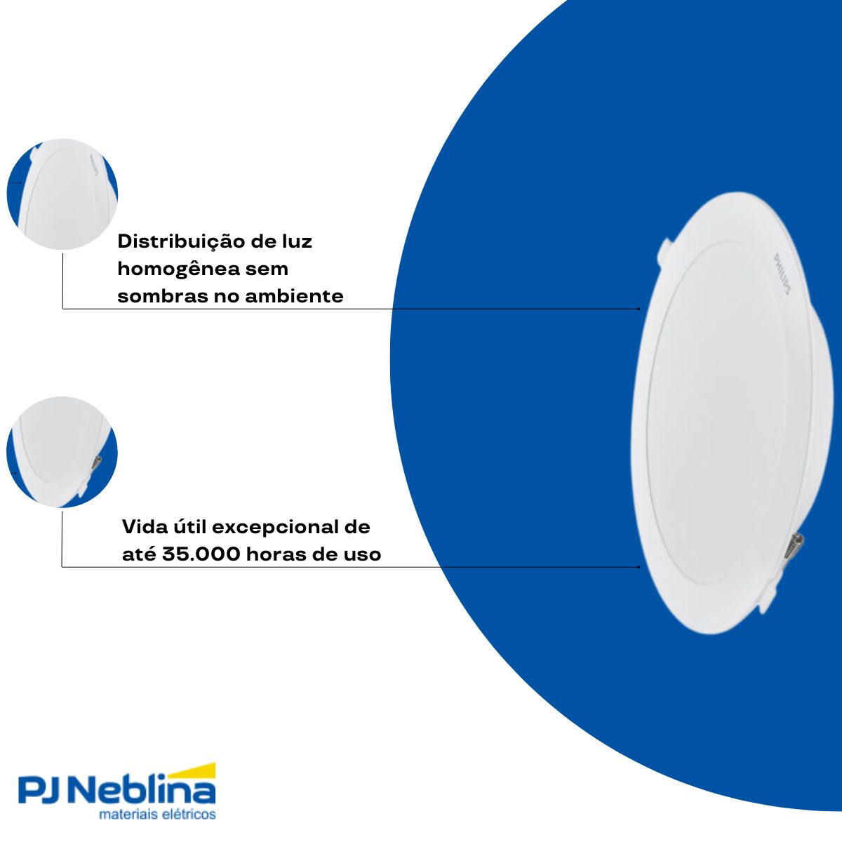 Luminária Plafon Led Embutir Redondo Branco 11,5W 100-240V 6500K Branco Frio 1300Lm Difusor Poliestireno - Philips