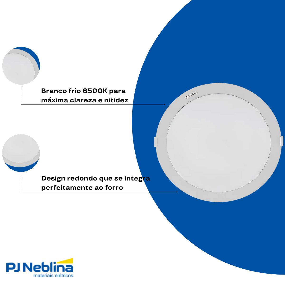 Luminária Plafon Led Embutir Redondo Branco 22W 100-240V 6500K Branco Frio 2000Lm Difusor Poliestireno - Philips