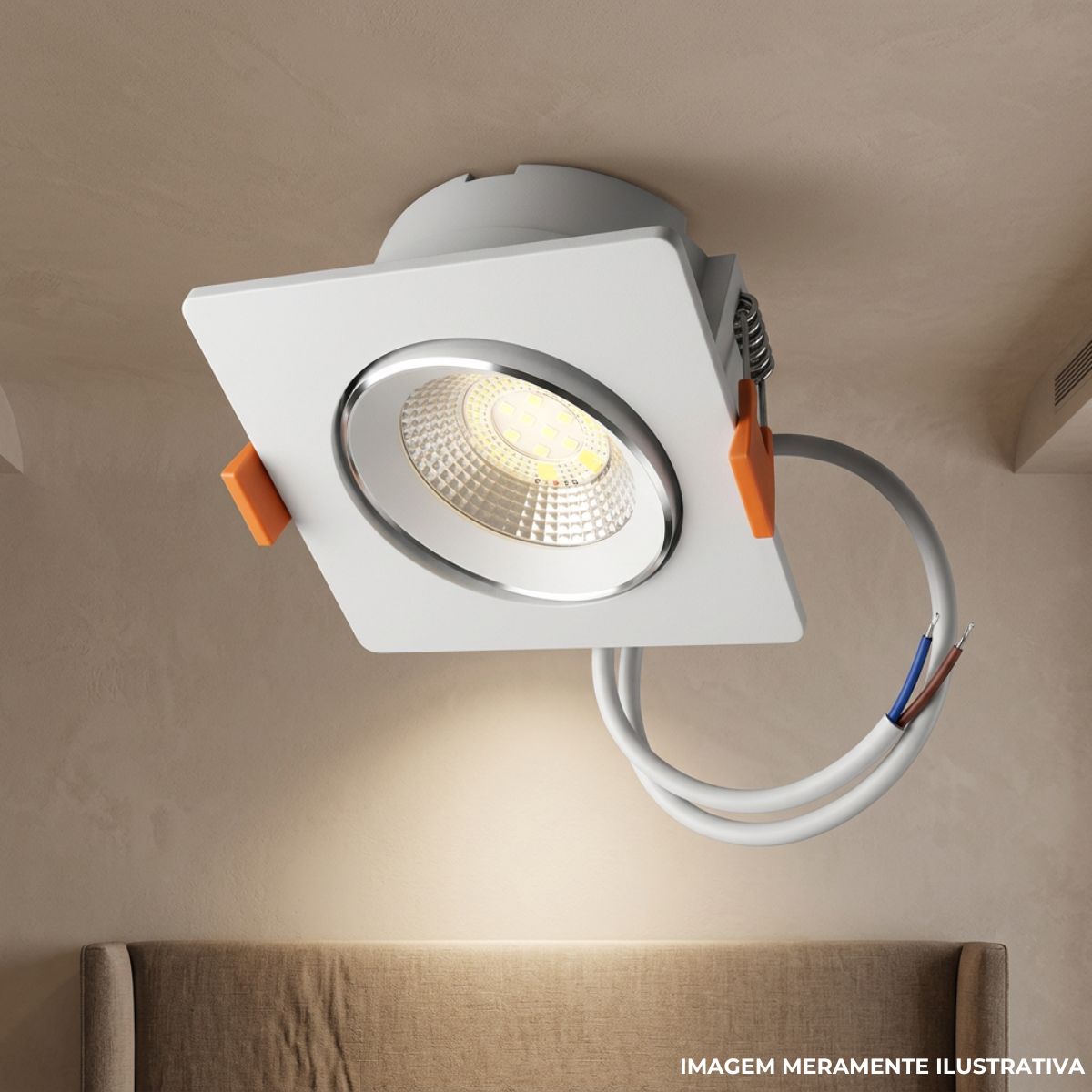 Luminária Spot Led Embutir Quadrado Branco 5W Bivolt 6400K Branco Frio 350Lm - Ourolux