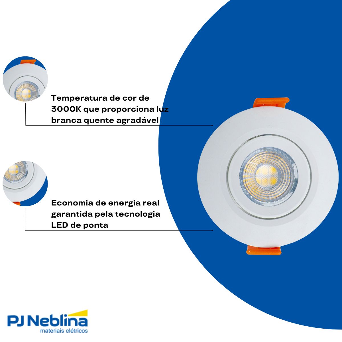 Luminária Spot Led Embutir Redondo Branco 3W Bivolt 3000K Branco Quente 230Lm - Siemens