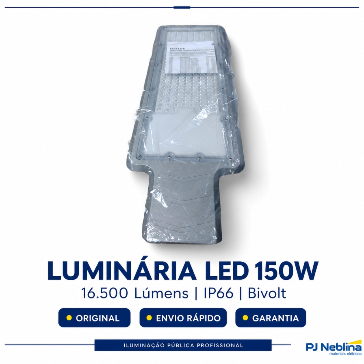 Luminária Publica Led Cinza 150W Bivolt 6500K Branco Frio 16500Lm Ip66 - Bellalux