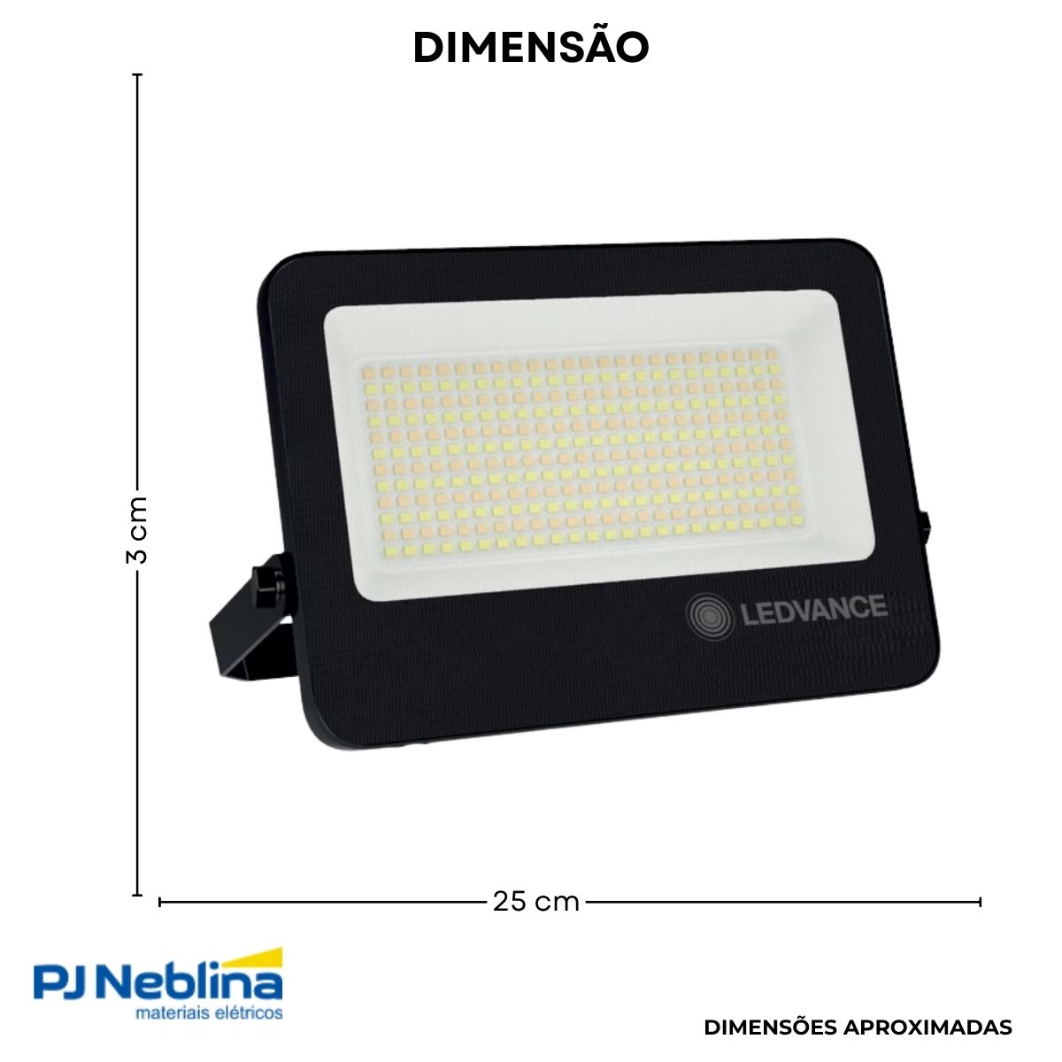 Luminária Refletor Led Retangular Sobrepor Preto 100W Bivolt 3000K/4000K/5000K Branco Quente/Neutro/Luz Do Dia - Ledvance