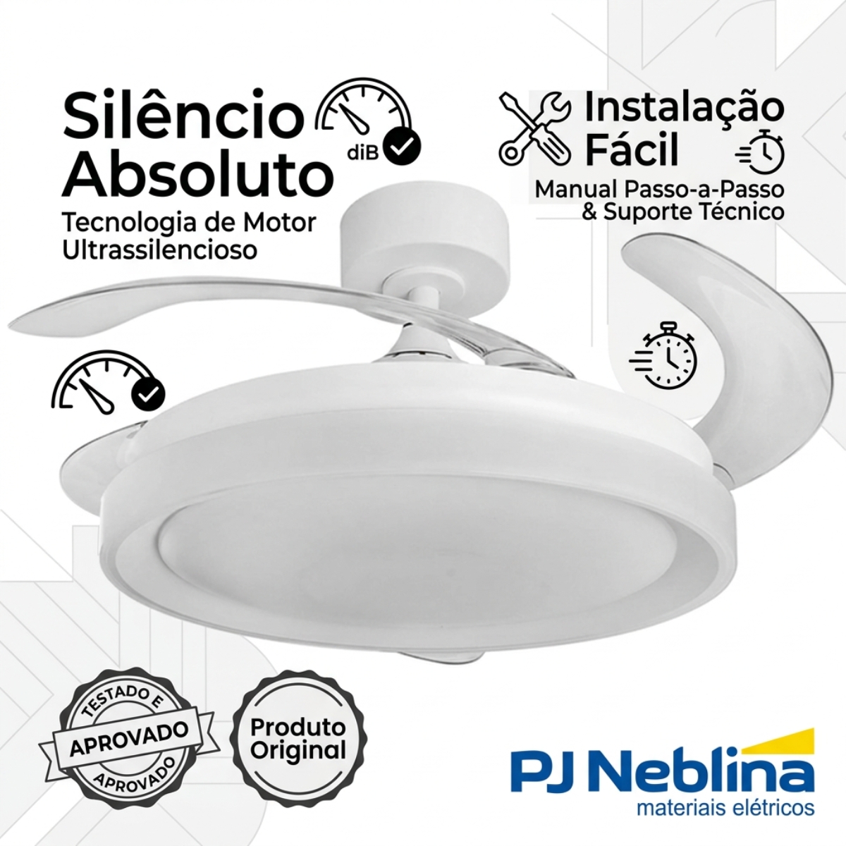 Ventilador Teto Retrátil Aruba 127/220V 96W Branco Com Controle Remoto - Tuaflix