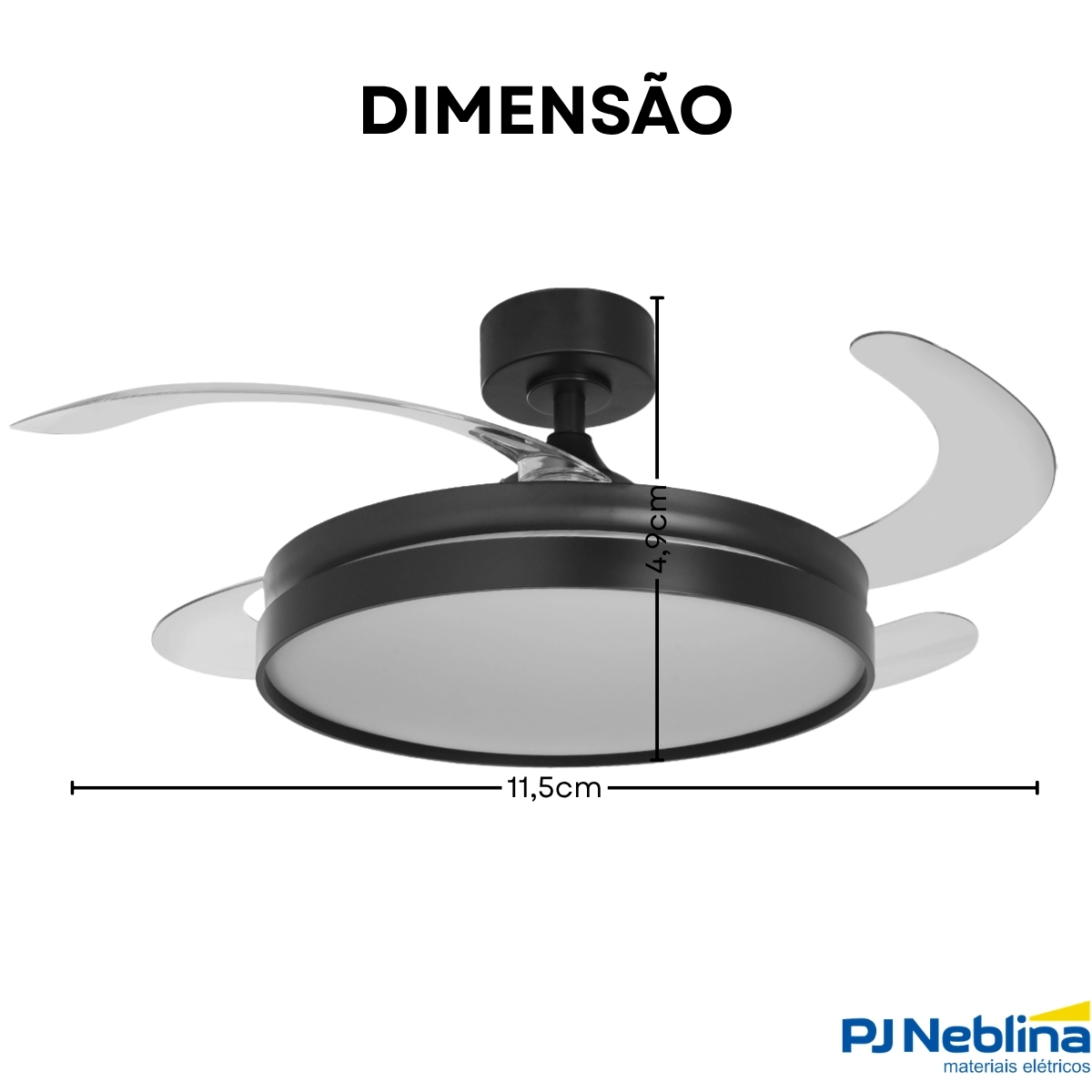 Ventilador Teto Retrátil Riviera 127/220V 96W Preto Com Controle Remoto - Tuaflix
