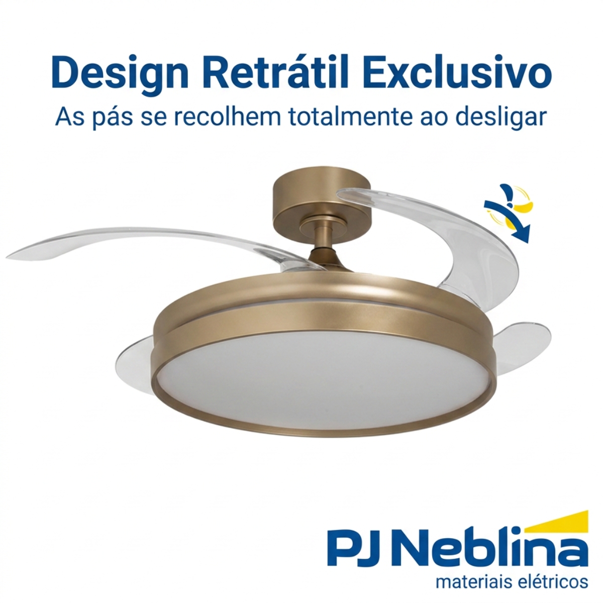 Ventilador Teto Retrátil Riviera 127/220V 96W Dourado Com Controle Remoto - Tualix