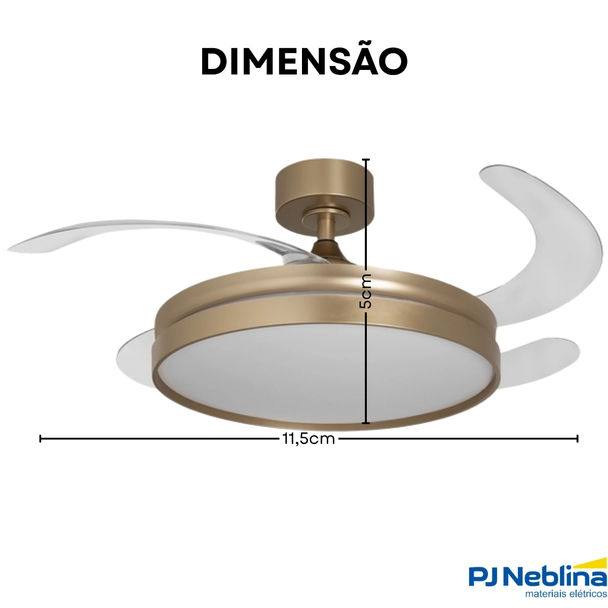 Ventilador Teto Retrátil Riviera 127/220V 96W Dourado Com Controle Remoto - Tualix