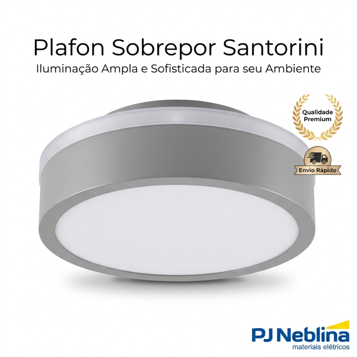 Luminária Plafon Sobrepor Santorini Branco 12W 3Xe27 Bivolt Difusor Poliestireno - Tualix