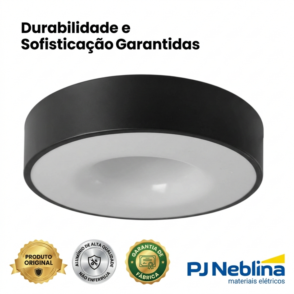 Luminária Plafon Sobrepor Nice Preto 15W 4Xe27 Bivolt Difusor Poliestireno - Tuaflix