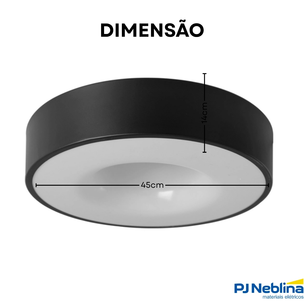 Luminária Plafon Sobrepor Nice Preto 15W 4Xe27 Bivolt Difusor Poliestireno - Tuaflix