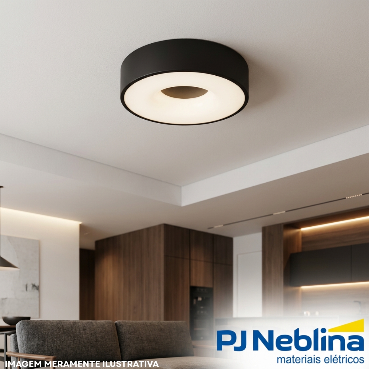 Luminária Plafon Sobrepor Nice Preto 15W 4Xe27 Bivolt Difusor Poliestireno - Tuaflix
