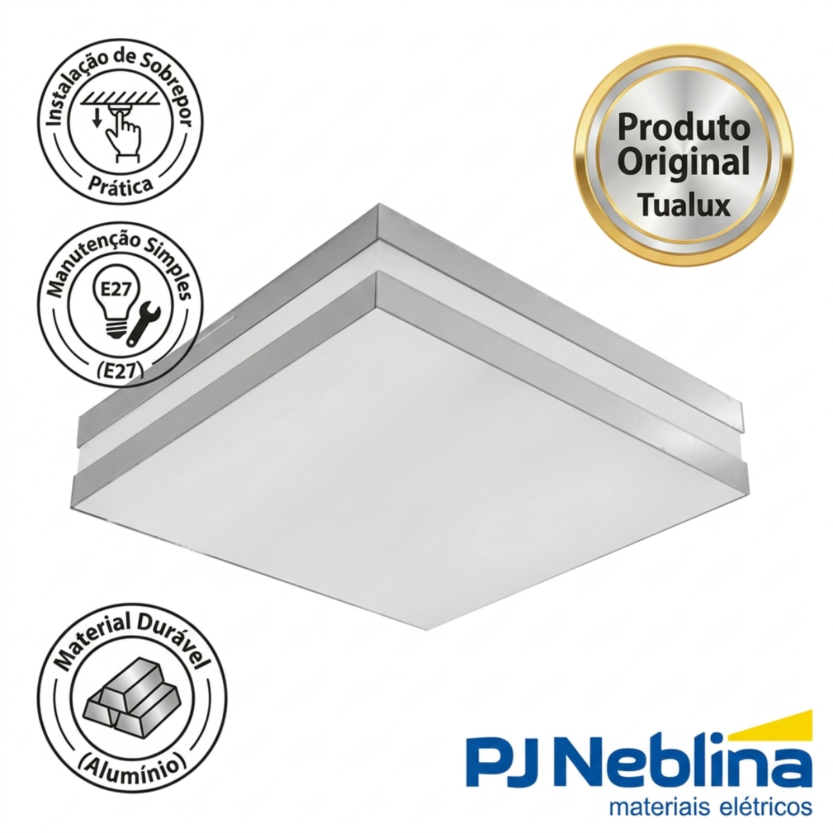 Luminaria Plafon Sobrepor Bilbao Espelhado 15w 4xe27 Bivolt