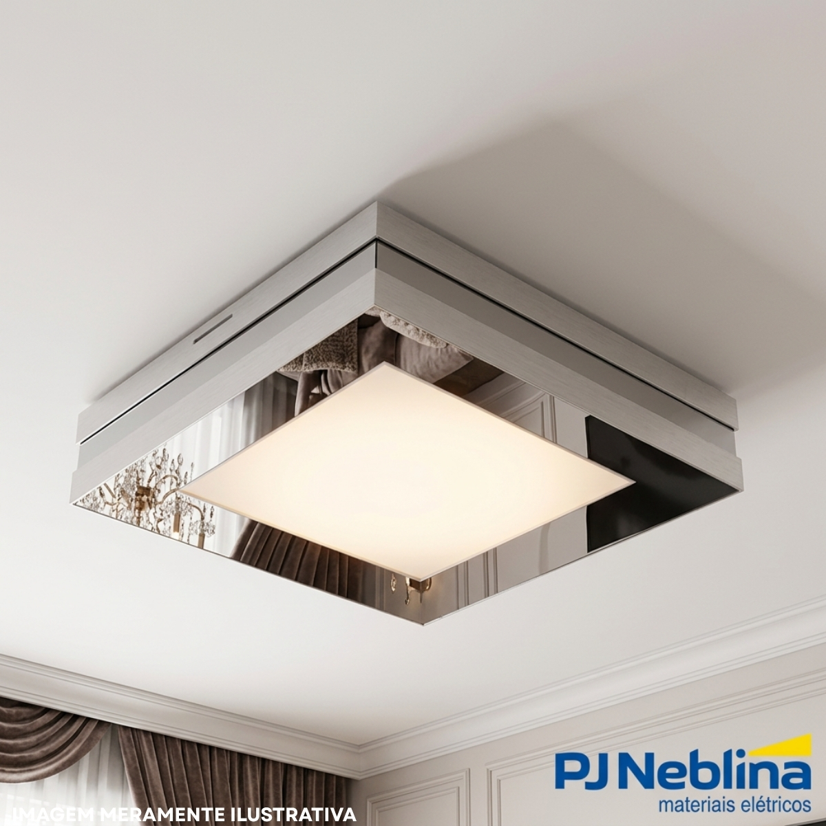 Luminaria Plafon Sobrepor Bilbao Espelhado 15w 4xe27 Bivolt