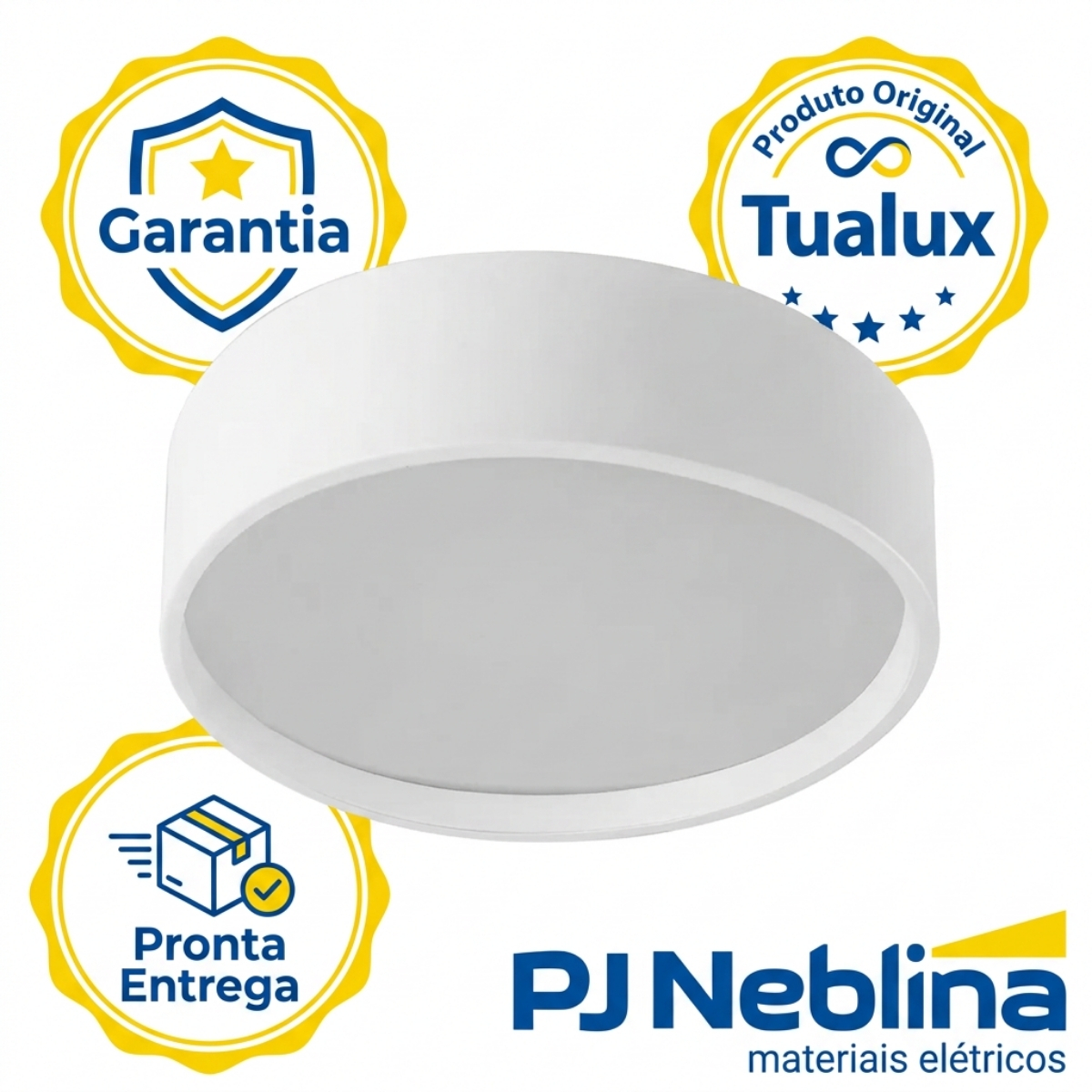 Luminária Plafon Sobrepor Ravena Branco/Branco 15W 4Xe27 Bivolt Difusor Poliestireno - Tualux