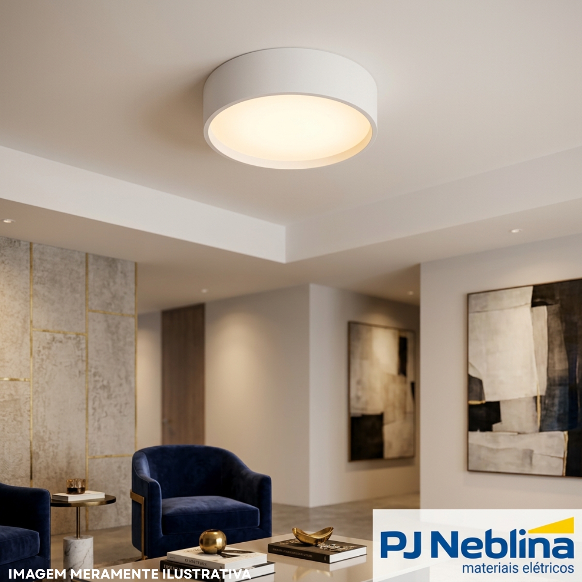 Luminária Plafon Sobrepor Ravena Branco/Branco 15W 4Xe27 Bivolt Difusor Poliestireno - Tualux