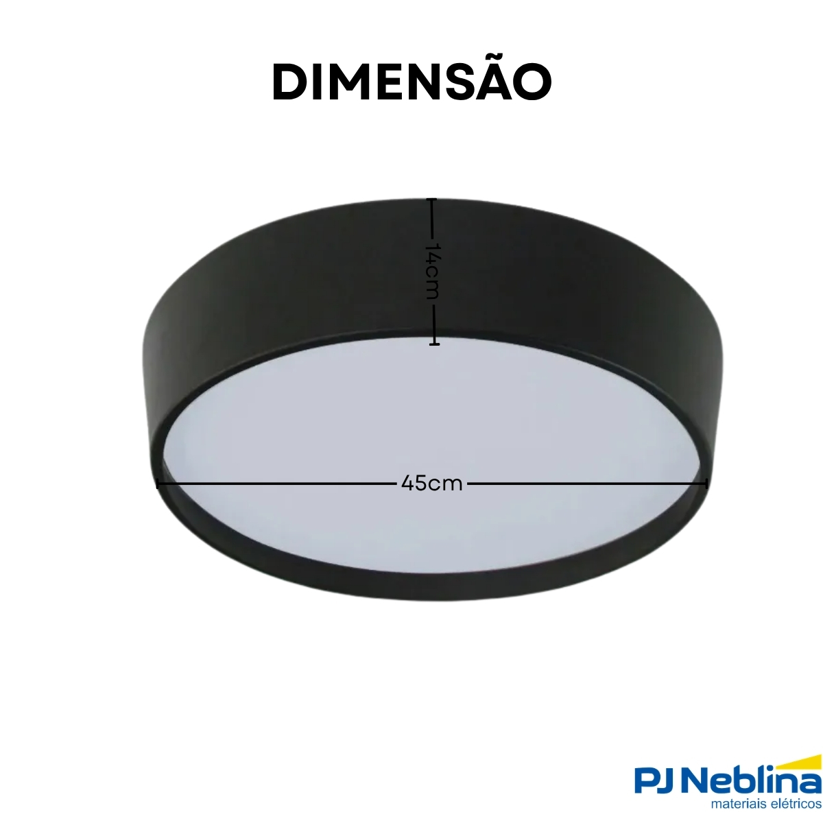 Luminária Plafon Sobrepor Ravena Preto/Preto 15W 4Xe27 Bivolt Difusor Poliestireno - Tuaflix