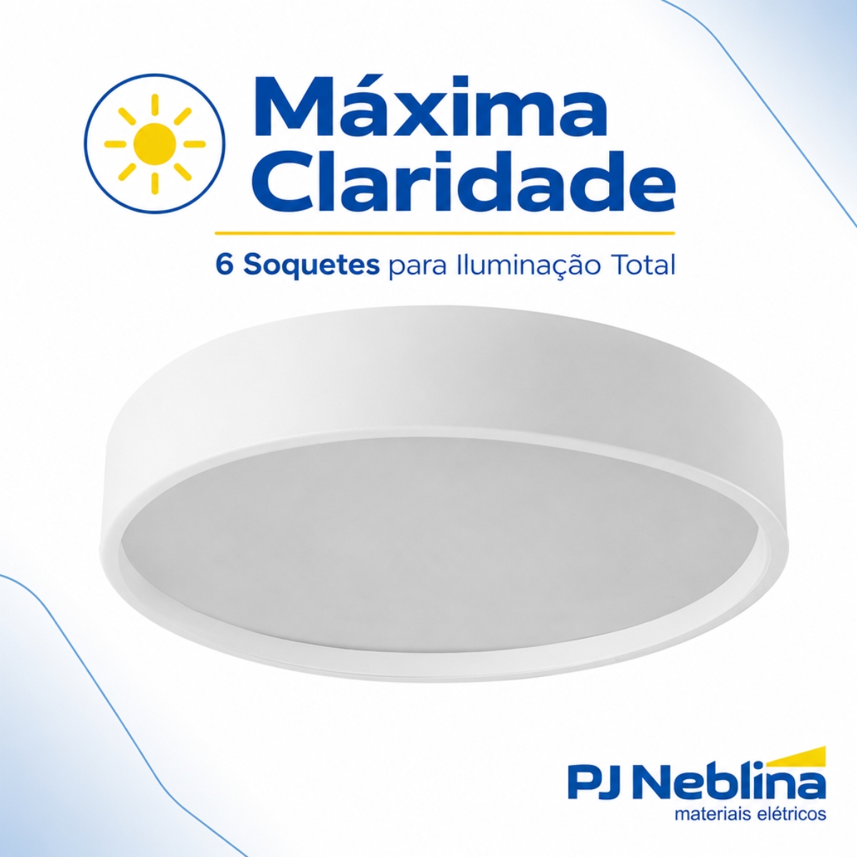 Luminária Plafon Sobrepor Ravena Branco/Branco 15W 6Xe27 Bivolt Difusor Poliestireno - Tualux
