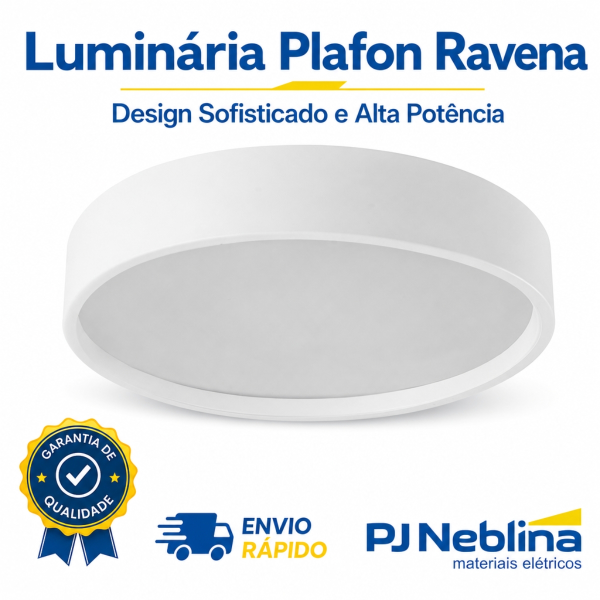 Luminária Plafon Sobrepor Ravena Branco/Branco 15W 6Xe27 Bivolt Difusor Poliestireno - Tualux