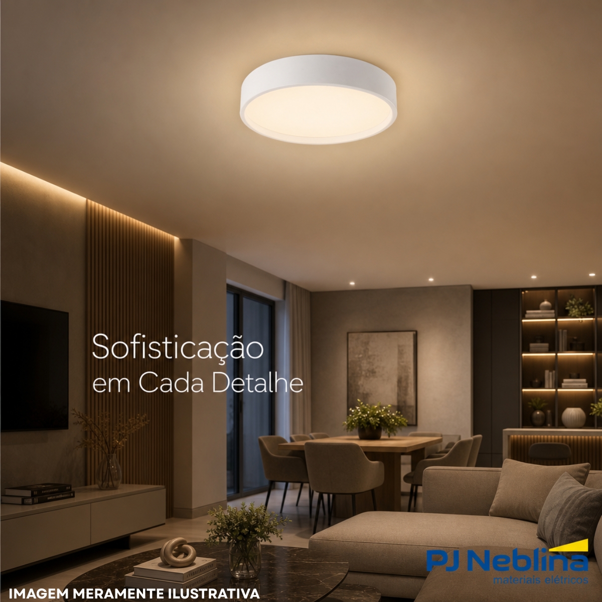 Luminária Plafon Sobrepor Ravena Branco/Branco 15W 6Xe27 Bivolt Difusor Poliestireno - Tualux