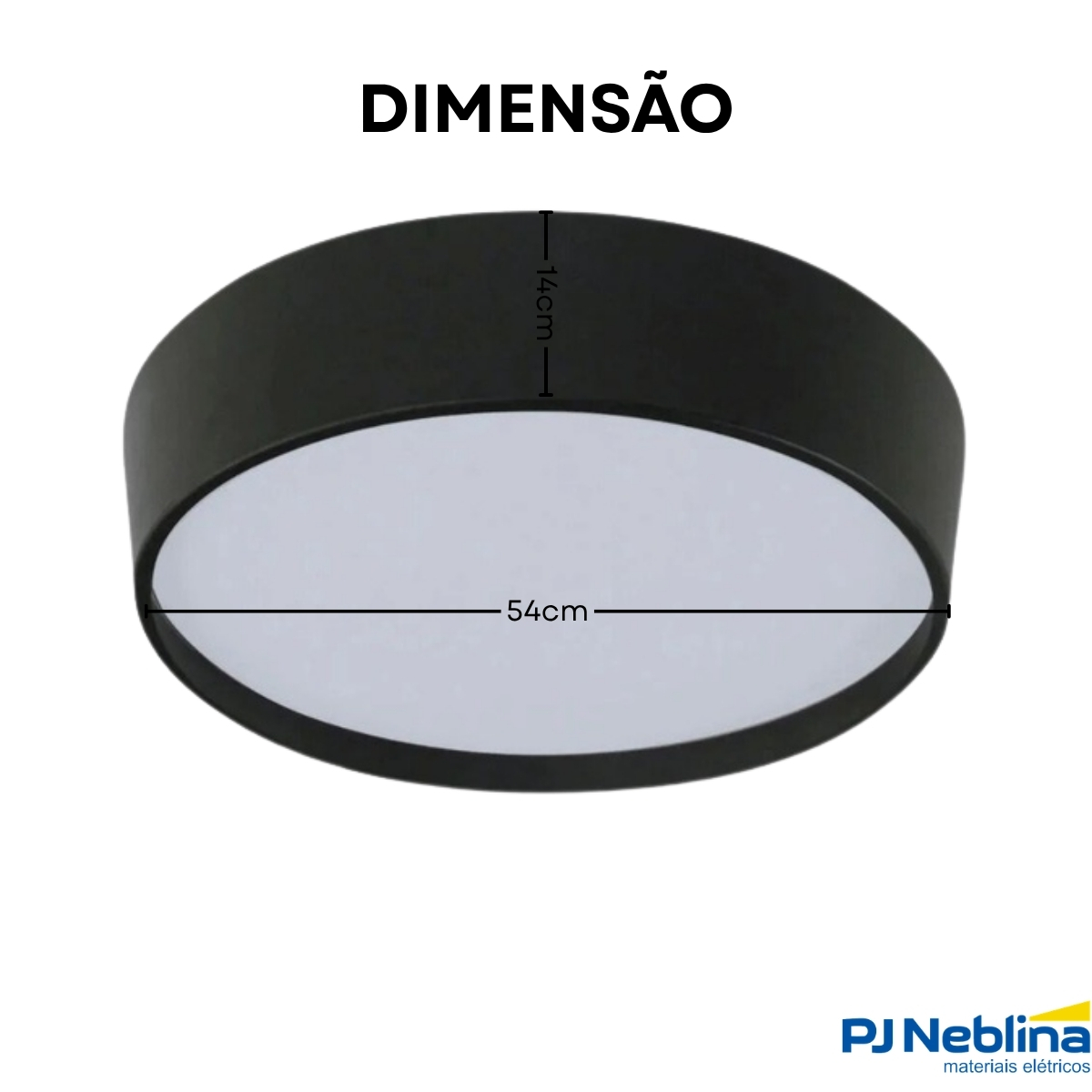 Luminária Plafon Sobrepor Ravena Preto/Preto 15W 6Xe27 Bivolt Difusor Poliestireno - Tualux