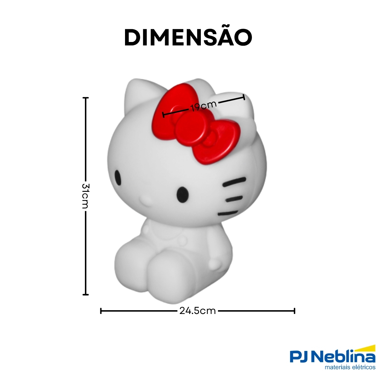 Luminária Mesa Led Hello Kitty 5W Bivolt Com Cabo 1,80M 1915 - Usare