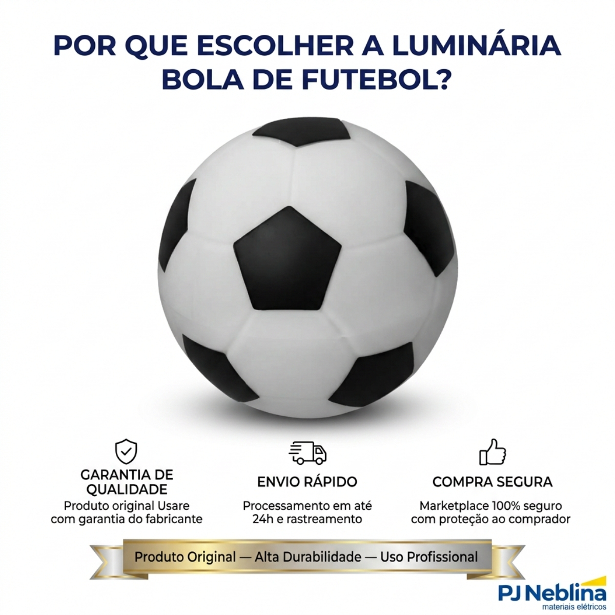 Luminária Mesa Led Bola De Futebol Preto 5W Bivolt Com Cabo 1,80M - Usare