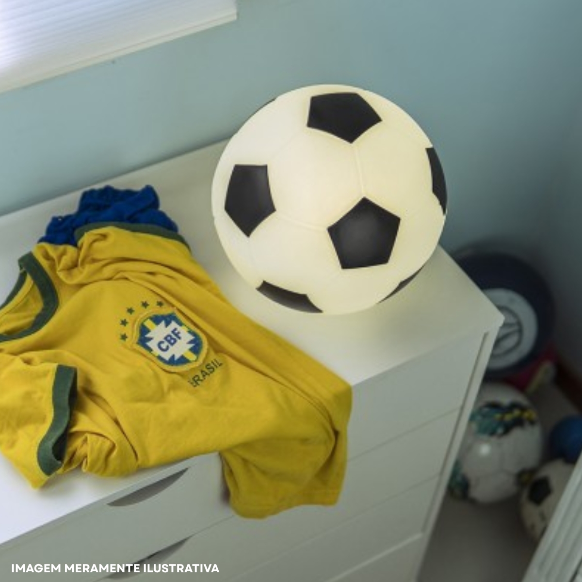 Luminária Mesa Led Bola De Futebol Preto 5W Bivolt Com Cabo 1,80M - Usare