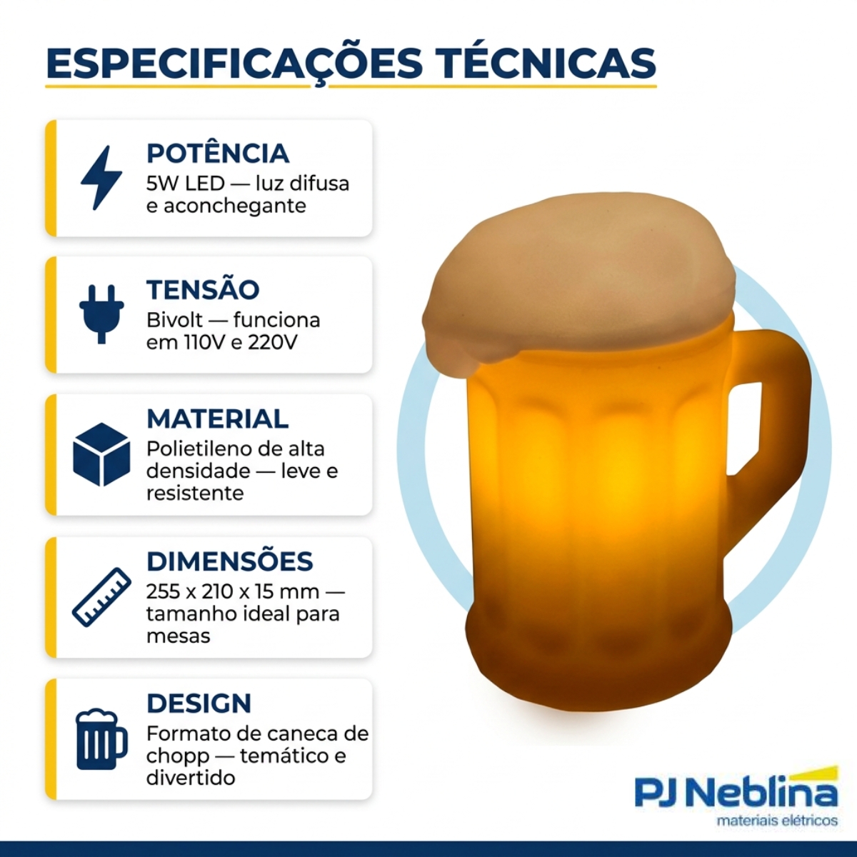Luminária Mesa Led Chopp 5W Bivolt 2377 - Usare