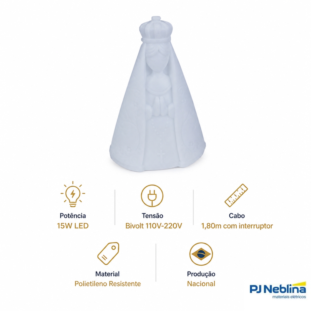Luminária Mesa Led Nossa Senhora 15W Bivolt Com Cabo 1,80M 1951 - Usare