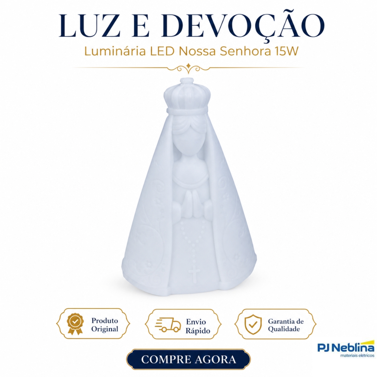 Luminária Mesa Led Nossa Senhora 15W Bivolt Com Cabo 1,80M 1951 - Usare