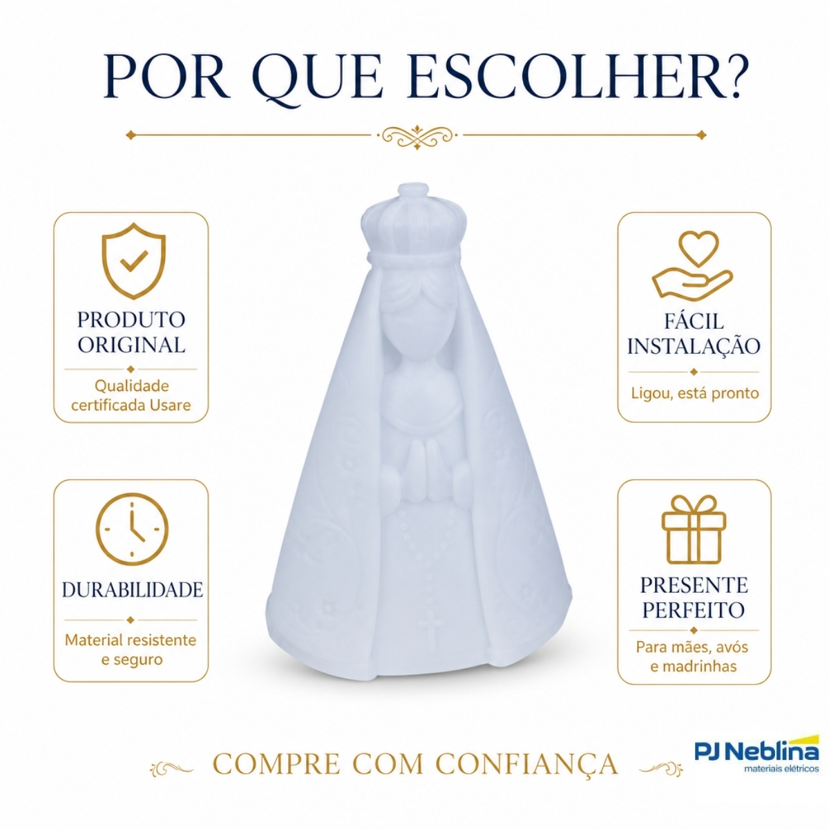 Luminária Mesa Led Nossa Senhora 15W Bivolt Com Cabo 1,80M 1951 - Usare
