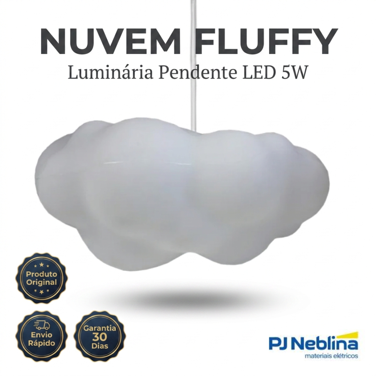 Luminária Pendente Led Nuvem Fluffy 5W Bivolt Com Cabo 1,50M 2028 - Usare