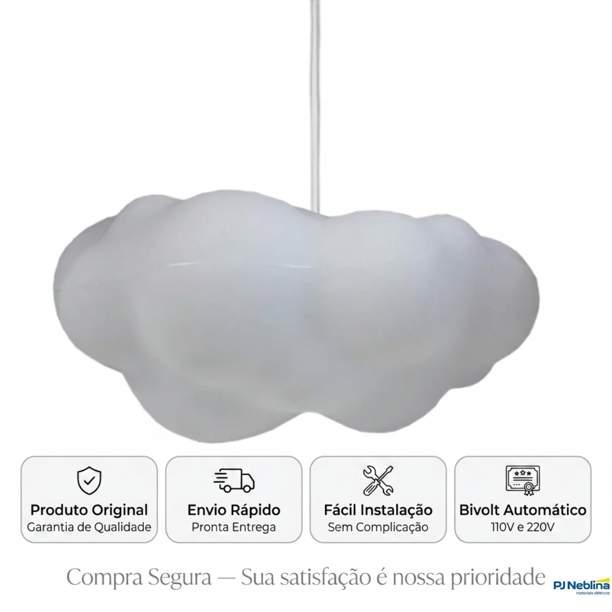 Luminária Pendente Led Nuvem Fluffy 5W Bivolt Com Cabo 1,50M 2028 - Usare