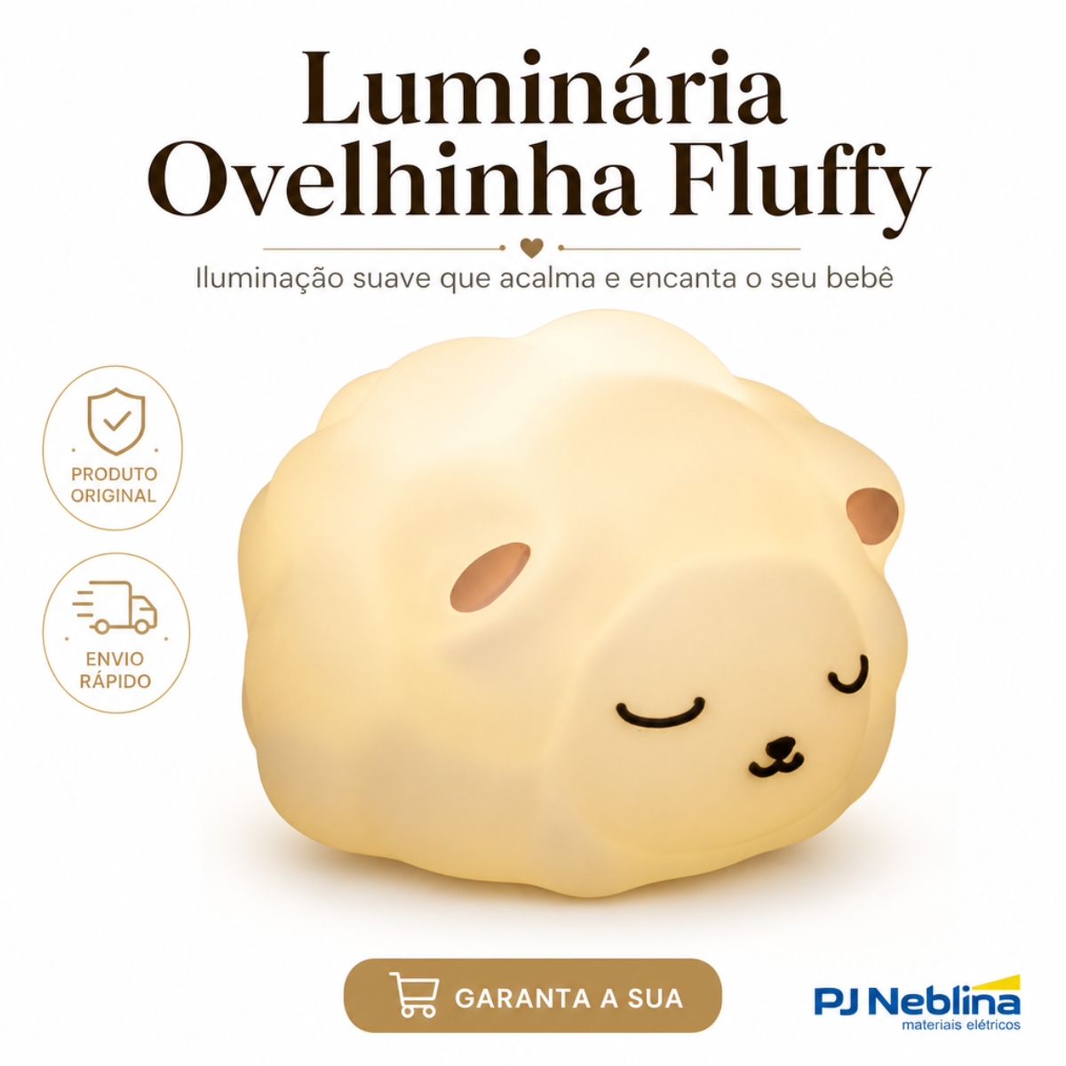 Luminária Mesa Led Ovelhinha Fluffy 5W Bivolt Com Cabo 1,80M - Usare