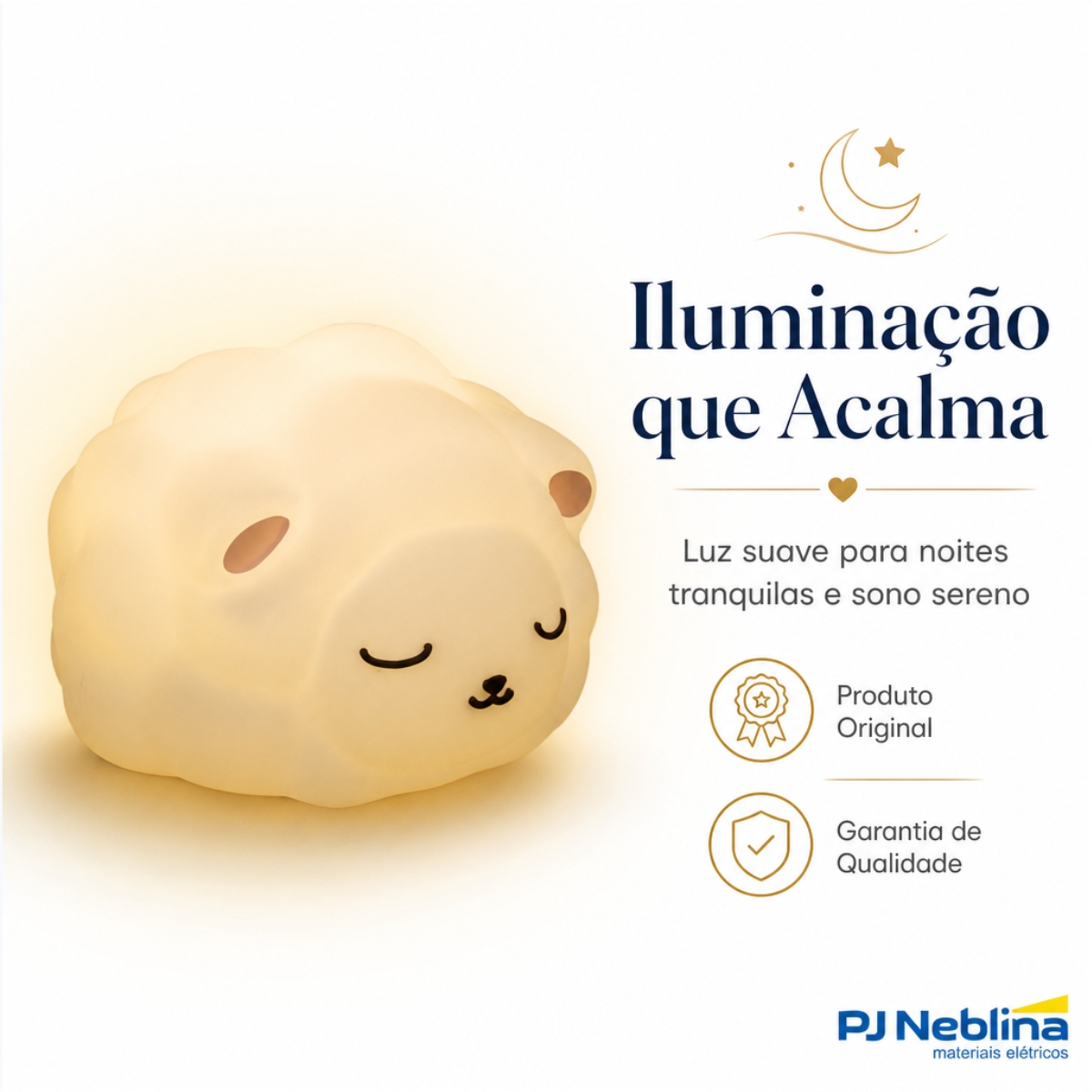Luminária Mesa Led Ovelhinha Fluffy 5W Bivolt Com Cabo 1,80M - Usare