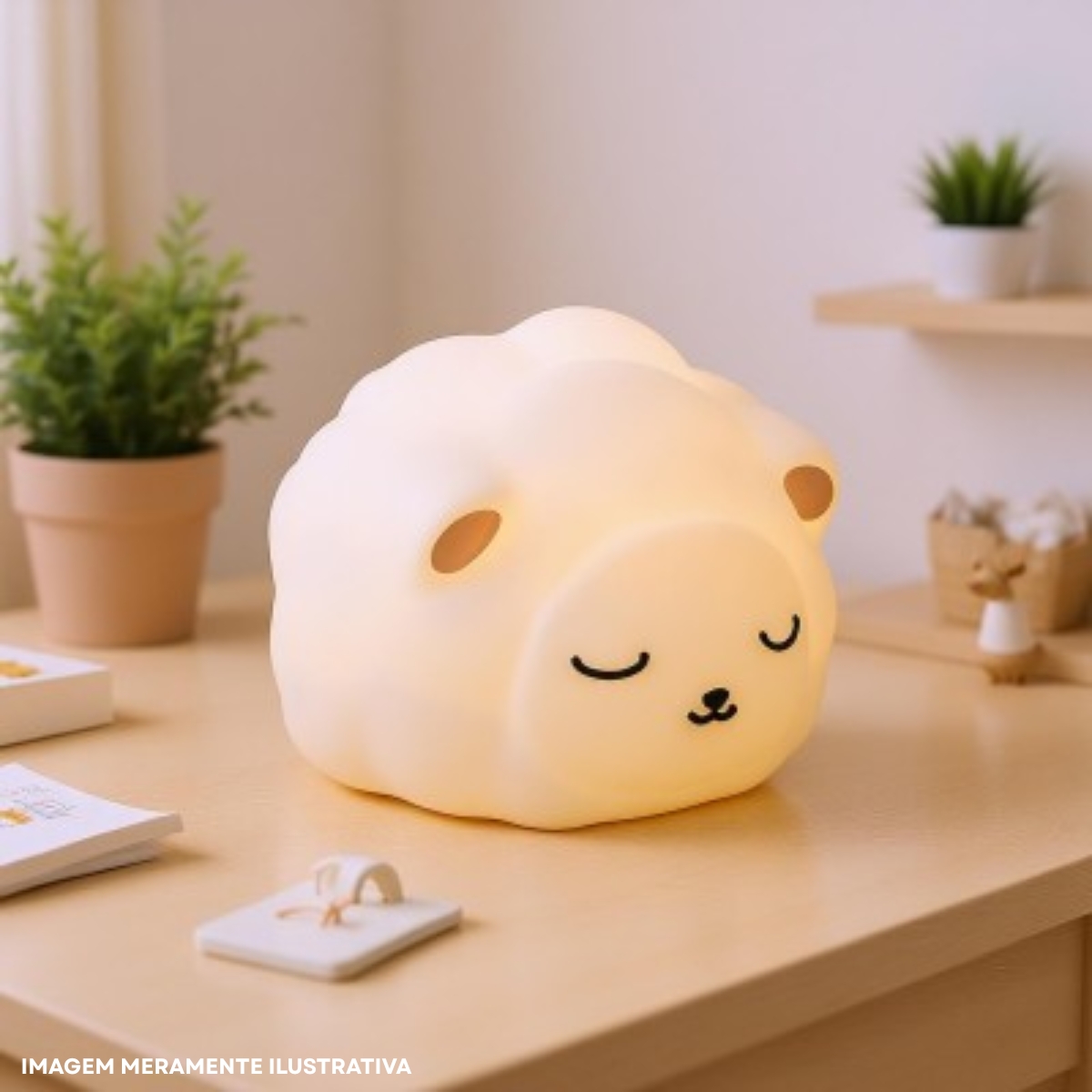 Luminária Mesa Led Ovelhinha Fluffy 5W Bivolt Com Cabo 1,80M - Usare