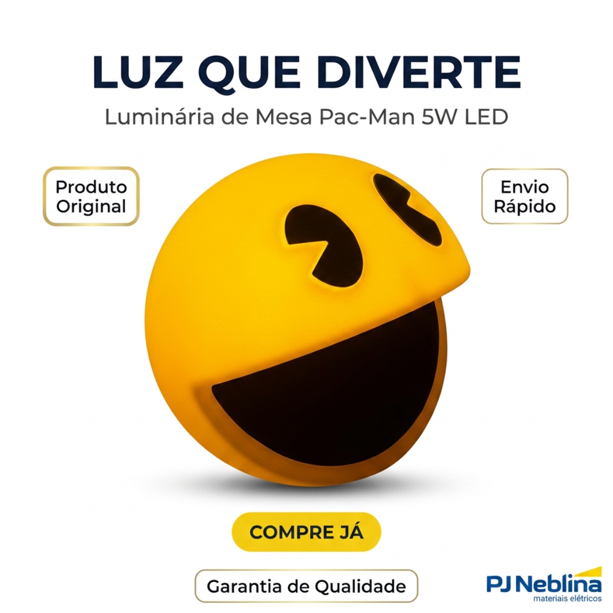 Luminária Mesa Led Pacman 5W Bivolt Com Cabo 1,80M 1946 - Usare