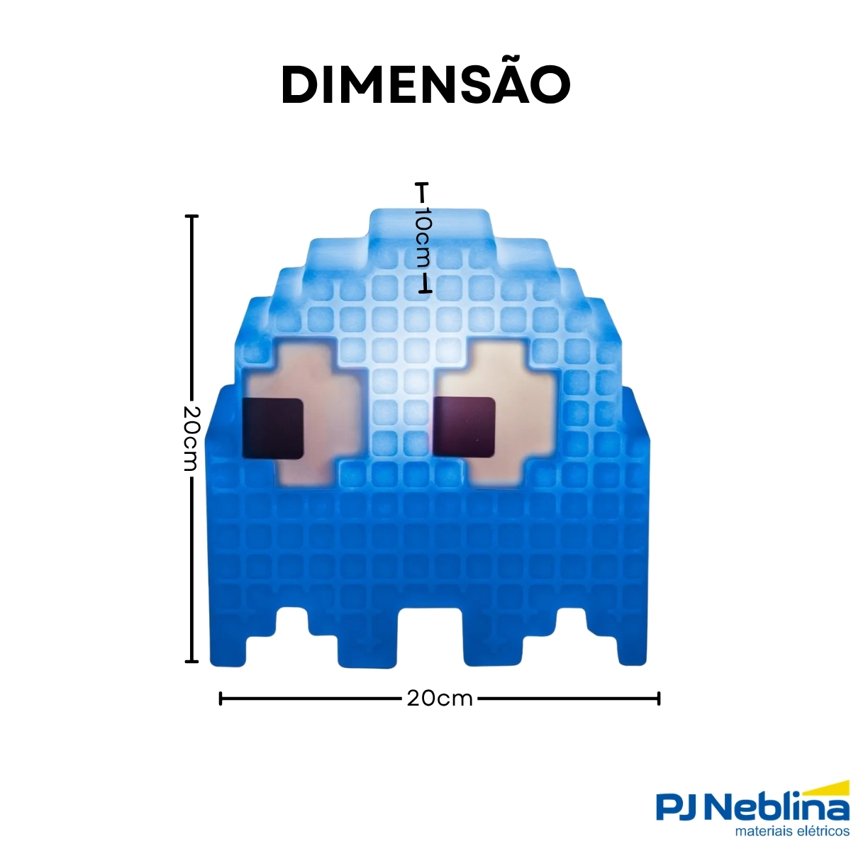 Luminária Mesa Led Fantasminha Pacman Azul - Inky 5W Bivolt Com Cabo 1,80M 1860 - Usare