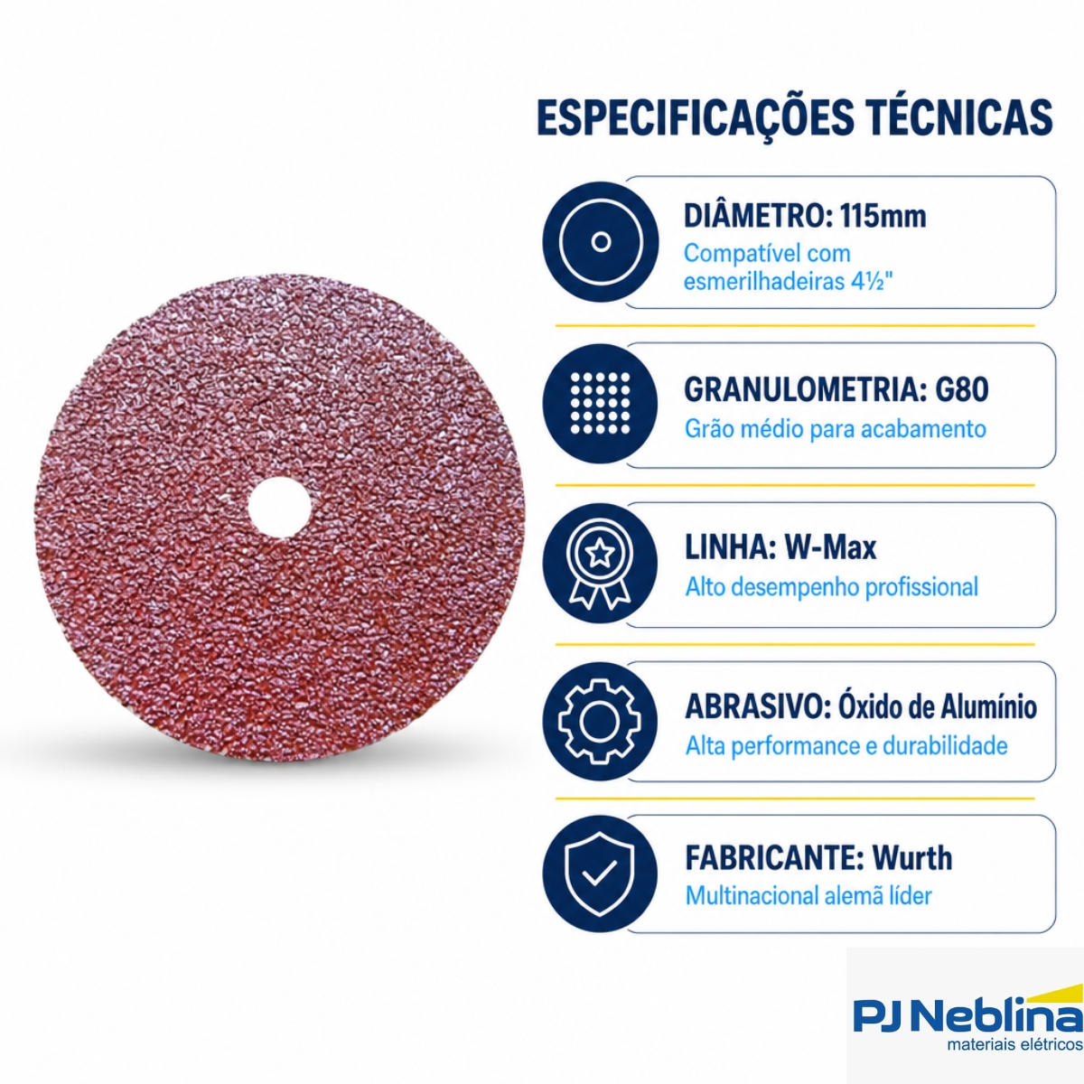 Disco Lixa Aço 115Mm G80 W-Max 5986215006 - Wurth