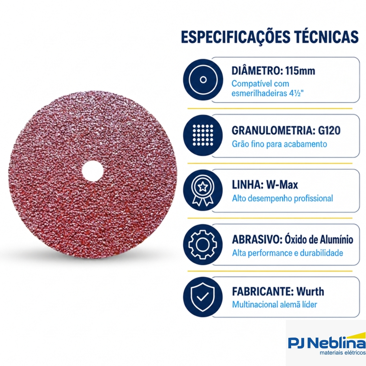 Disco Lixa Aço 115Mm G120 W-Max 5986215008 - Wurth
