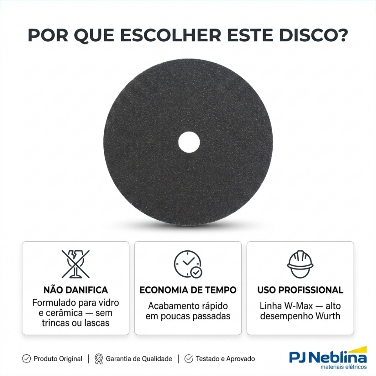Disco Lixa Vidro/Cerâmica 180Mm G100 W-Max - Wurth