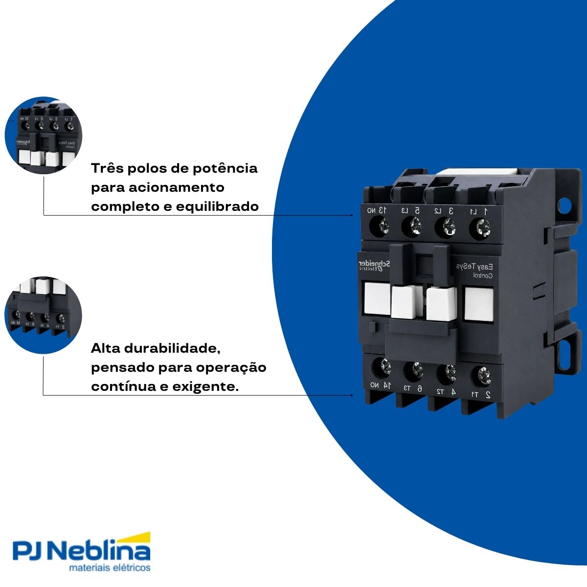 Contator Potência Tripolar 9A 24Vcc 1Na+2Nf 50/60Hz - Schneider