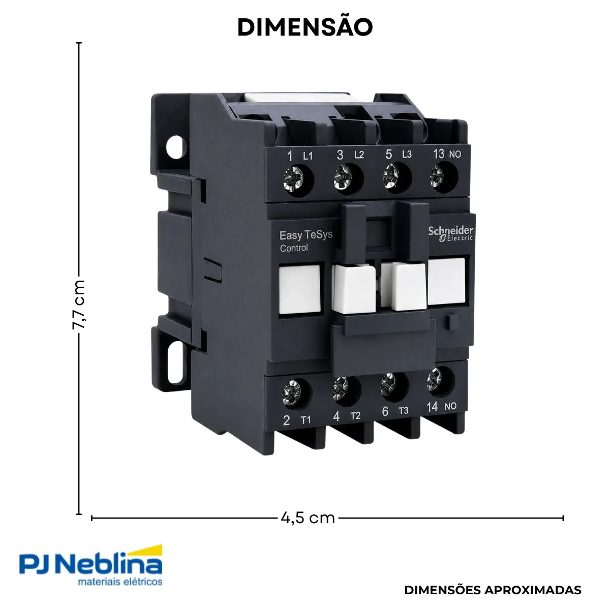 Contator Potência Tripolar 9A 24Vcc 1Na+2Nf 50/60Hz - Schneider