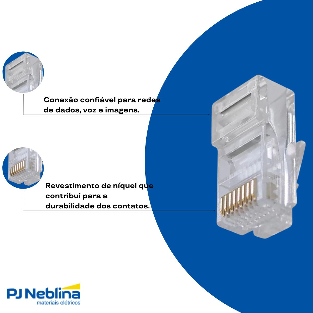 Conector Modular Rj45 Macho Cat5E 8 Vias Transparente - Furukawa